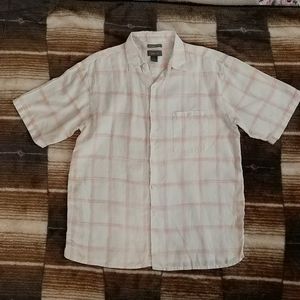 100% Linen Bruno Men's XL Off White and Peach